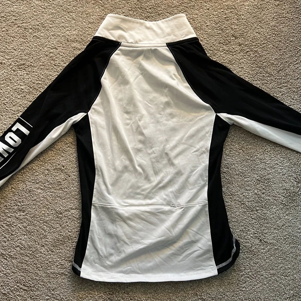 VS PINK Ultimate black white deep quarter zip track jacket back zip pocket small - Picture 4 of 5